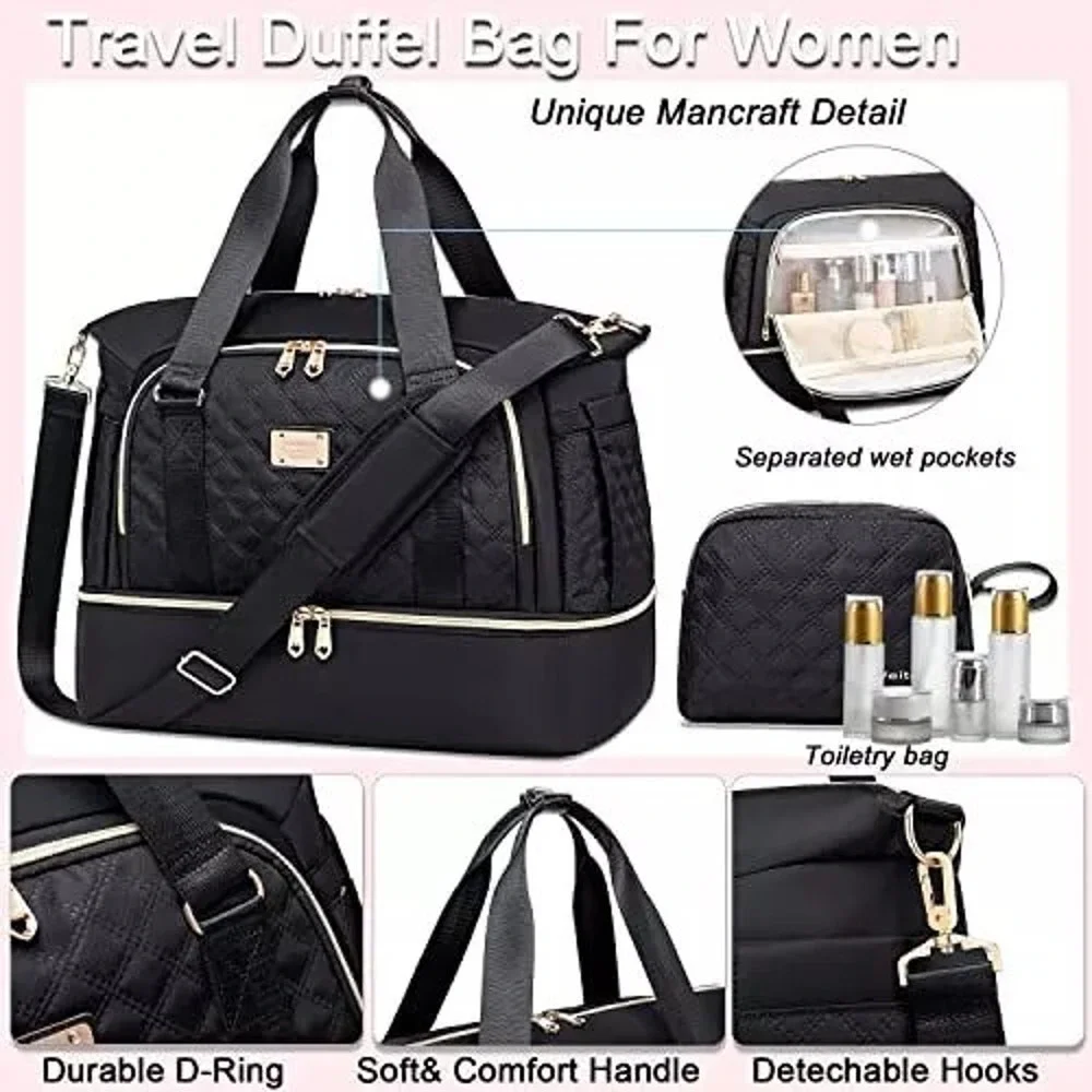 Gym Bag For WomenTravel Duffel Bag Weekender BagSport Bag With Shoes Compartm...